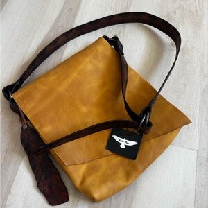 Ride Free Mustard Leather Crossbody Bag